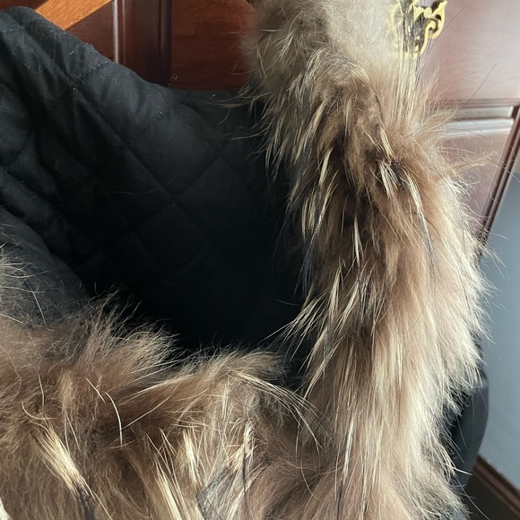 Sandro leather jacket with fur hood - Picture 4 of 7